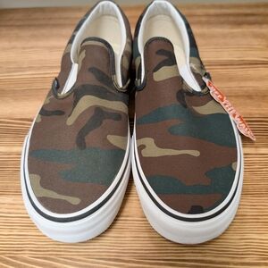 Vans Green and Brown Slip-On Shoes